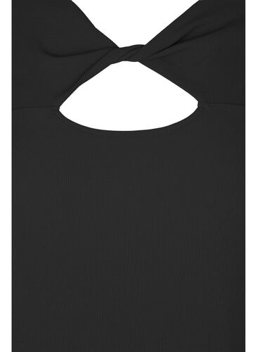 Bluse med detalj på brystet og lange ermer, Black, Packshot image number 2