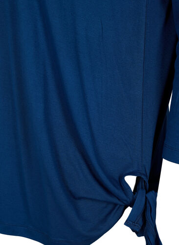 Treningsbluse i viskose med knytedetaljer, Blue Wing Teal, Packshot image number 3