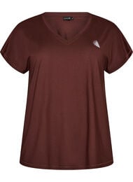 L&oslash;stsittende trenings-t-skjorte med v-hals, Brun