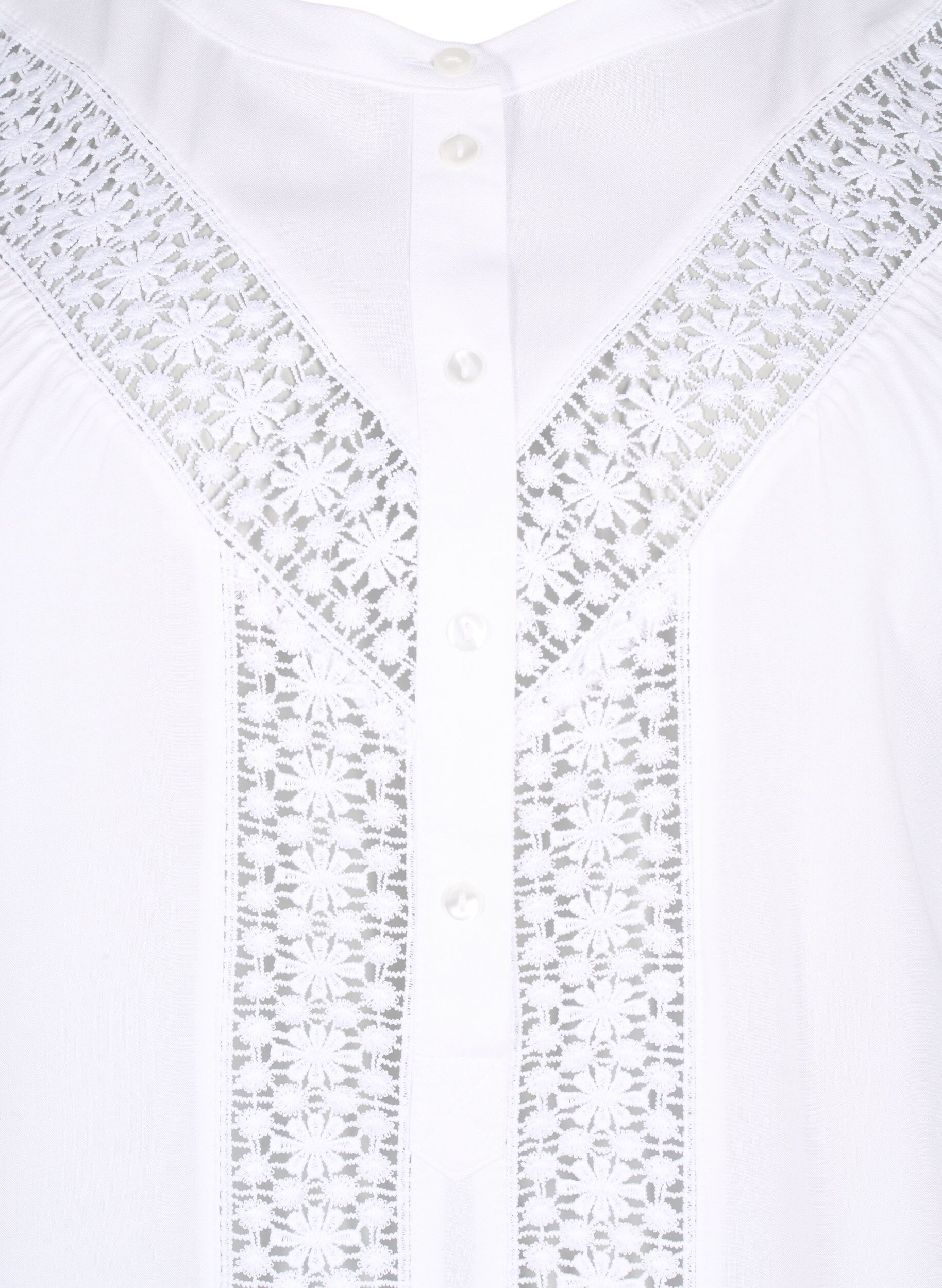 Zizzi Viskosebluse med blondekant, Bright White, Packshot image number 2