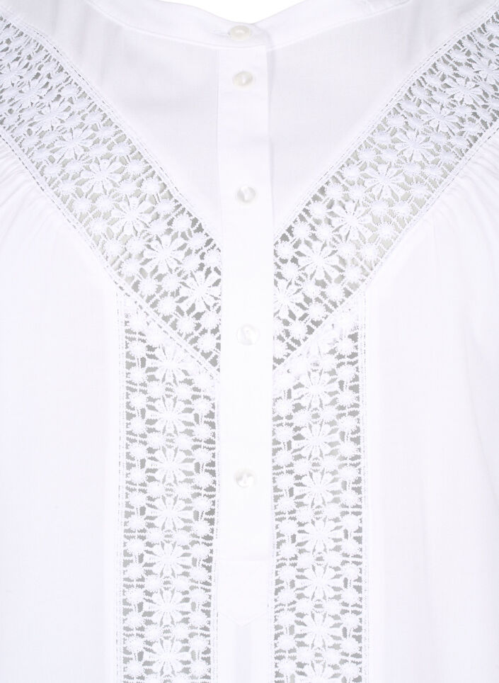 Viskosebluse med blondekant, Bright White, Packshot image number 2