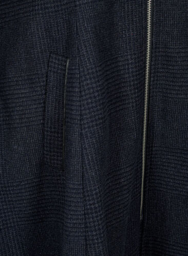Rutete kåpe med ull, Dark Grey Melange, Packshot image number 3
