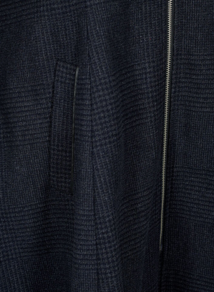 Rutete kåpe med ull, Dark Grey Melange, Packshot image number 3
