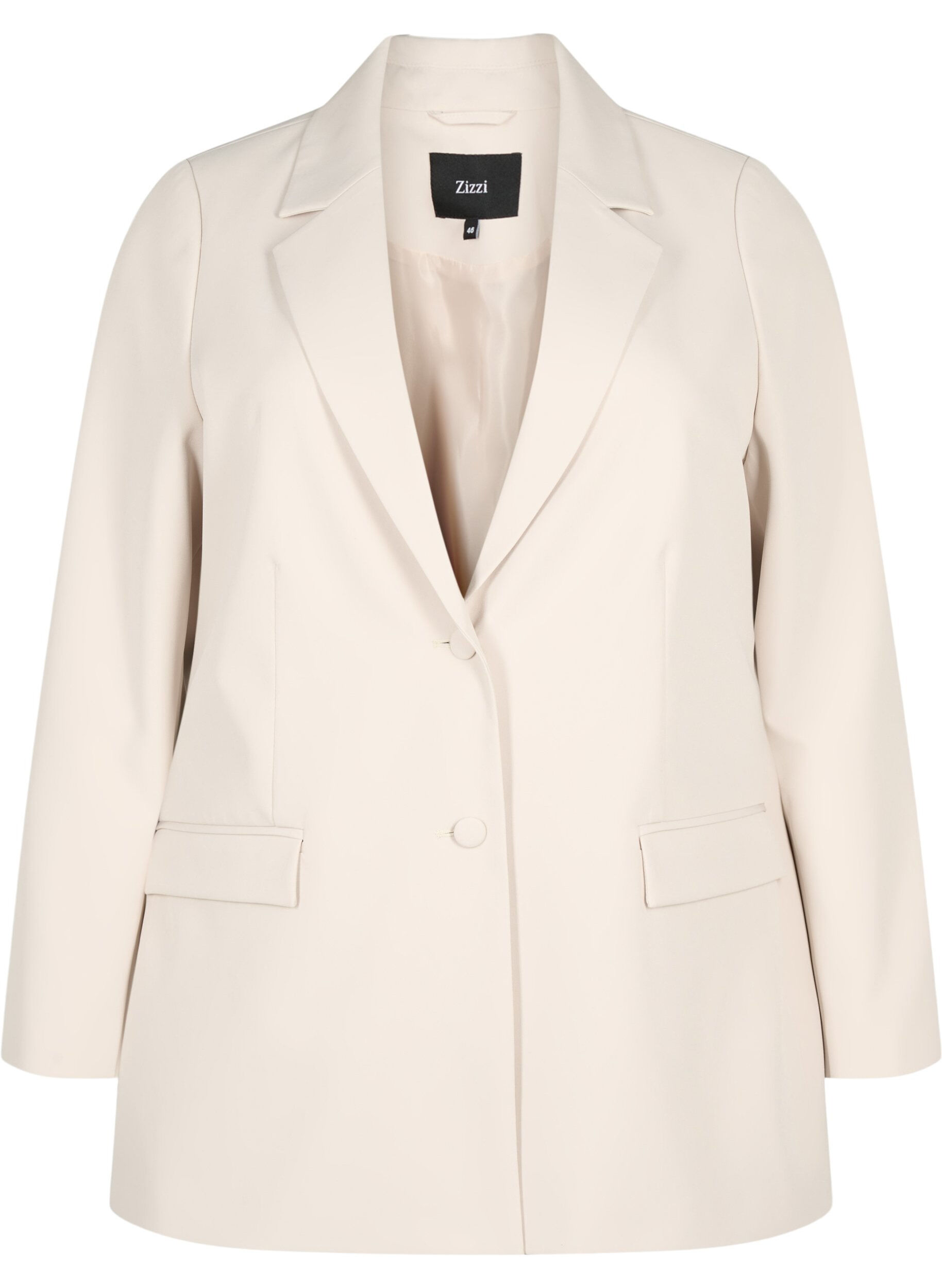 Zizzi Klassisk blazer med knappelukking, Pumice Stone, Packshot image number 0