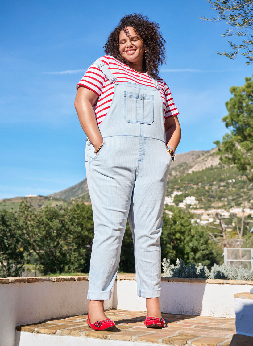Striped denim snekkerbukser, L. Blue Denim Stripe, Image