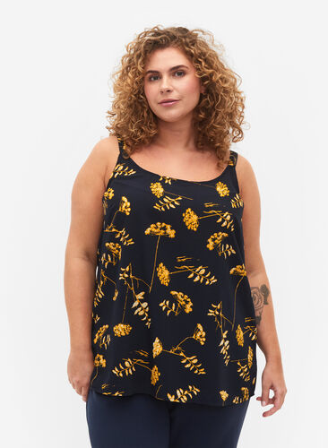 FLASH - Topp med mønster, Night Sky Yellow AOP, Model image number 0