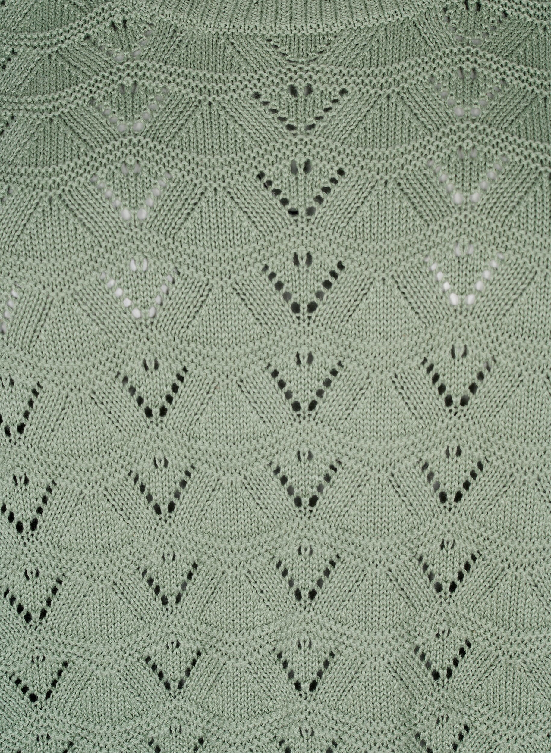 Zizzi Langermet strikket bluse med et &aring;pent m&oslash;nster, Green Bay, Packshot image number 2