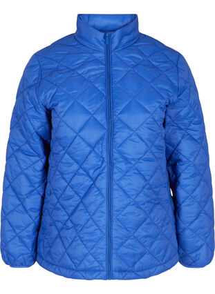 Quiltet lett jakke med glidelås og lommer, Dazzling Blue, Packshot image number 0