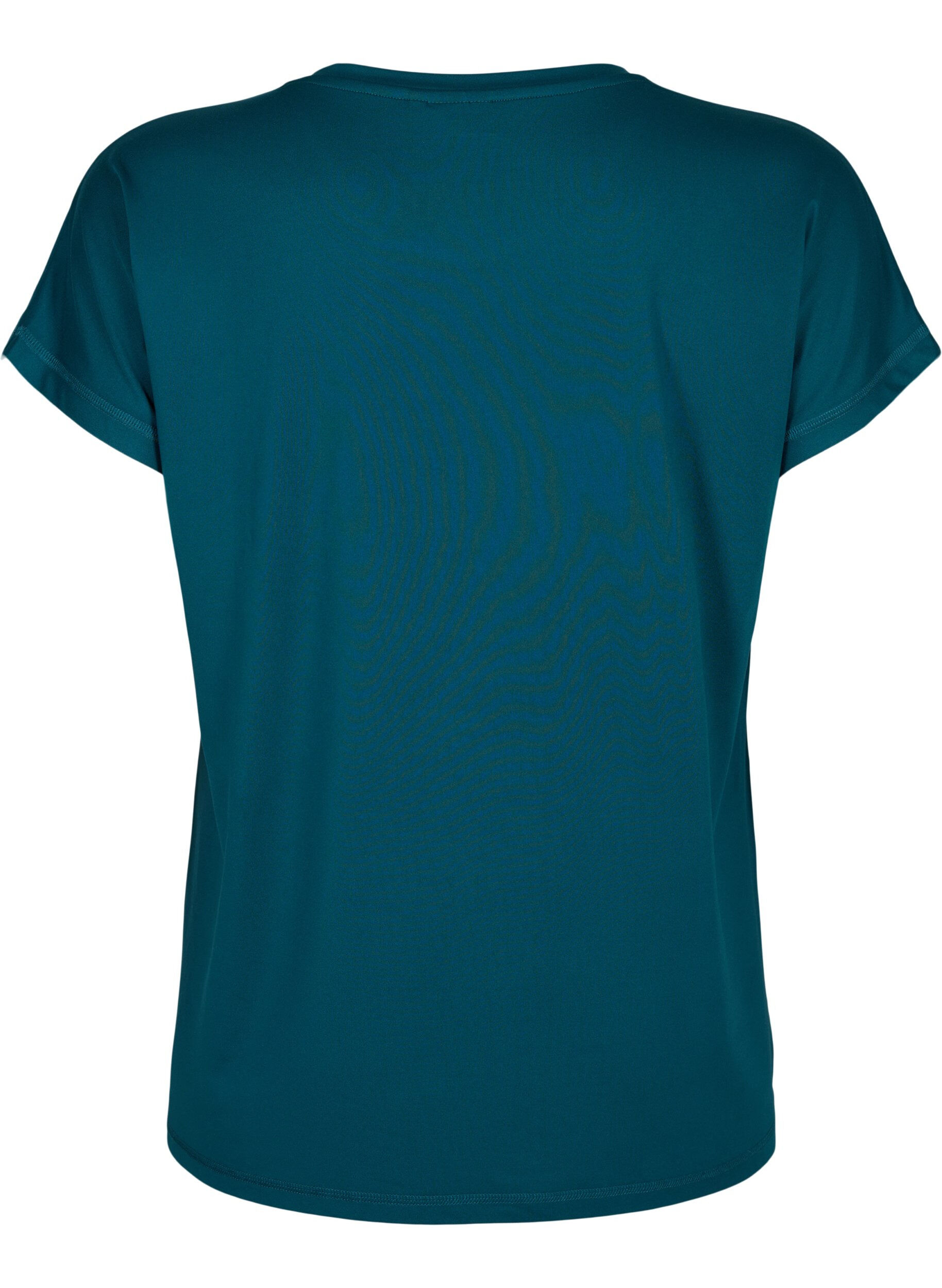 Zizzi Kortermet trenings-T-skjorte med trykk, Deep Teal/Pacific, Packshot image number 1