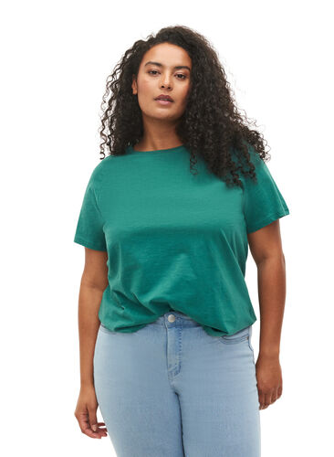 Basis T-skjorter i bomull, 2 stk., Antique Green/Black, Model image number 0