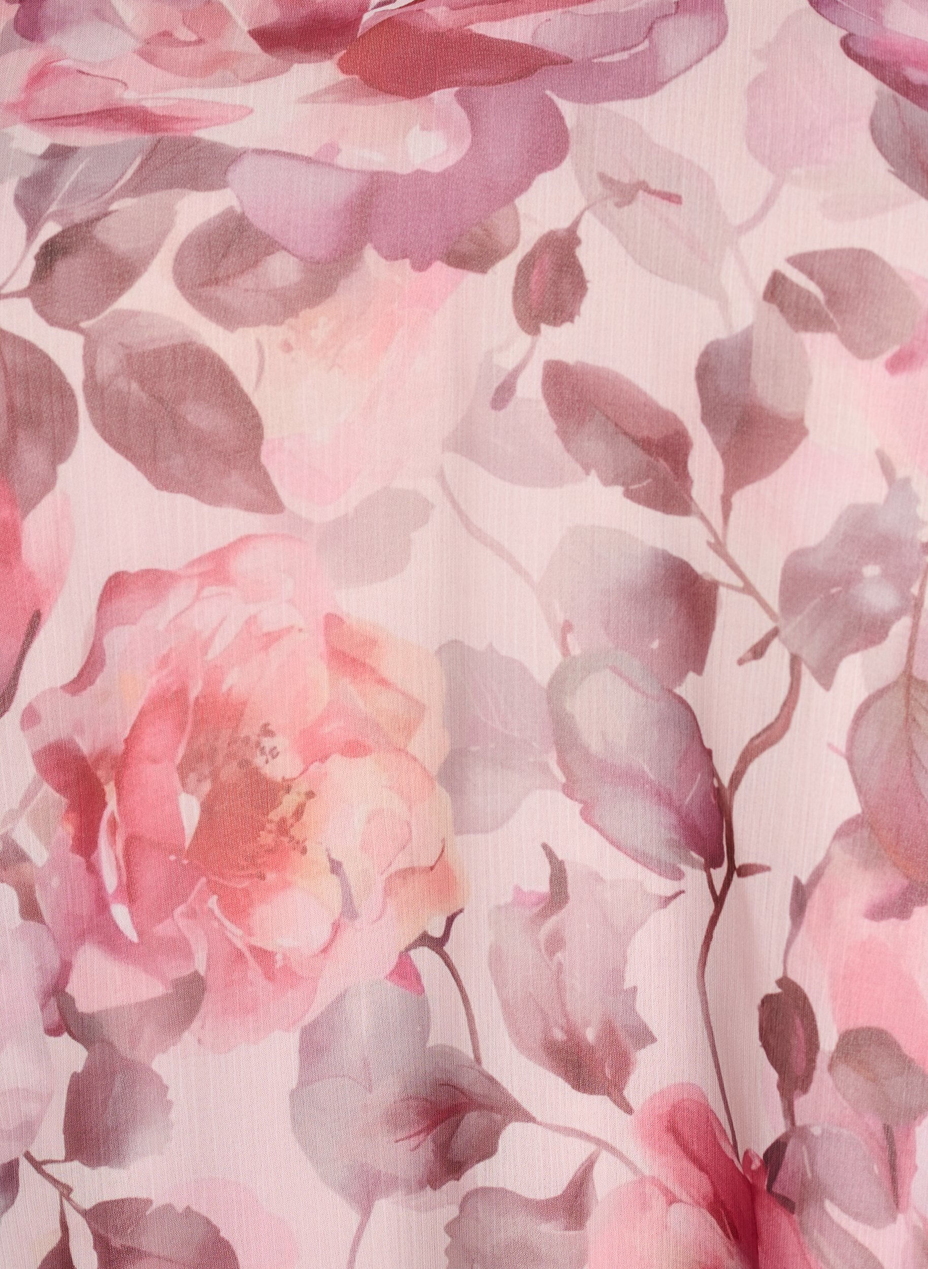 ZizziBluse med blomstertrykk, V-hals og rysjede ermer, Rosa, Packshot image number 2