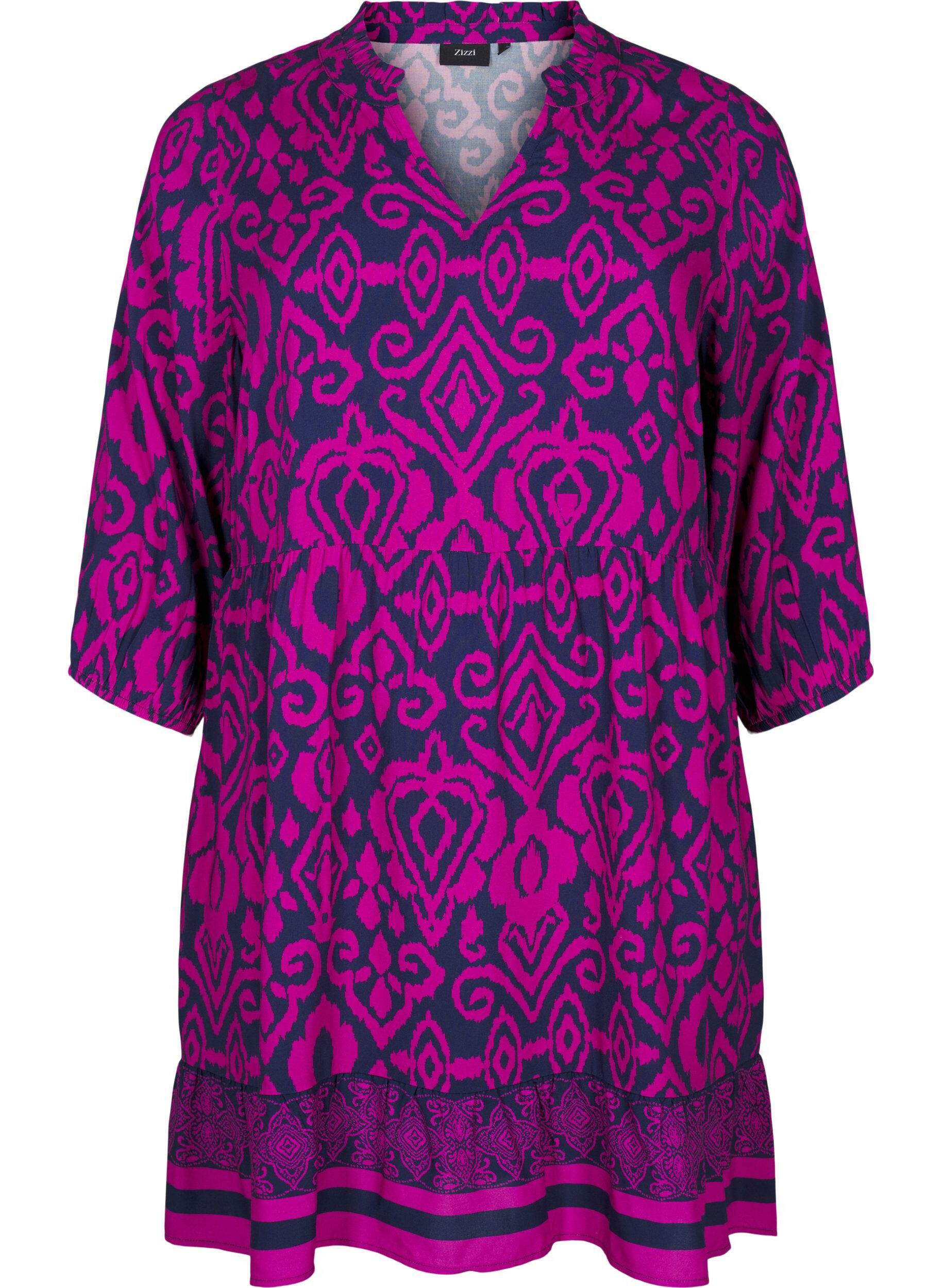 Zizzi Kort kjole med trykk og a-form, Night Sky AOP, Packshot image number 0