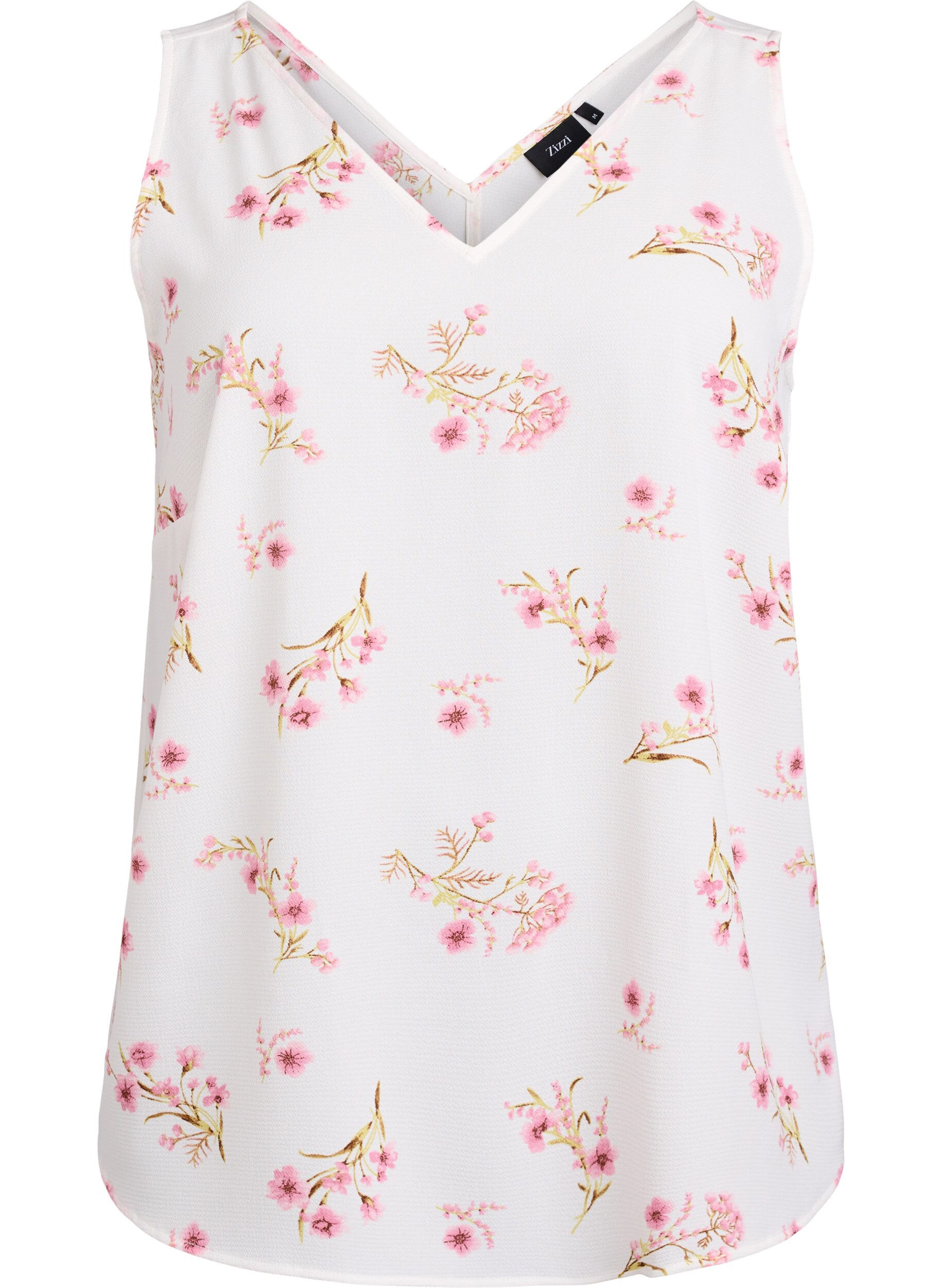 Zizzi Topp med trykk og V-hals, Hvit, Packshot image number 0