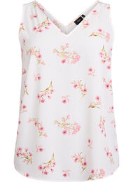 Topp med trykk og V-hals, Hvit