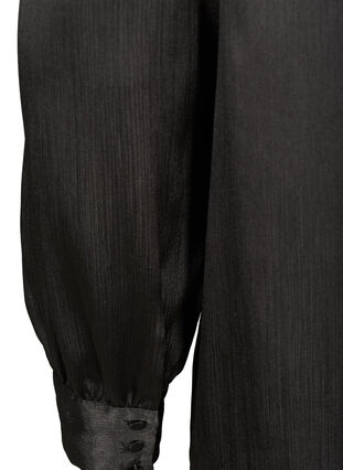 Skinnende bluse med lange puffermer, Black, Packshot image number 3