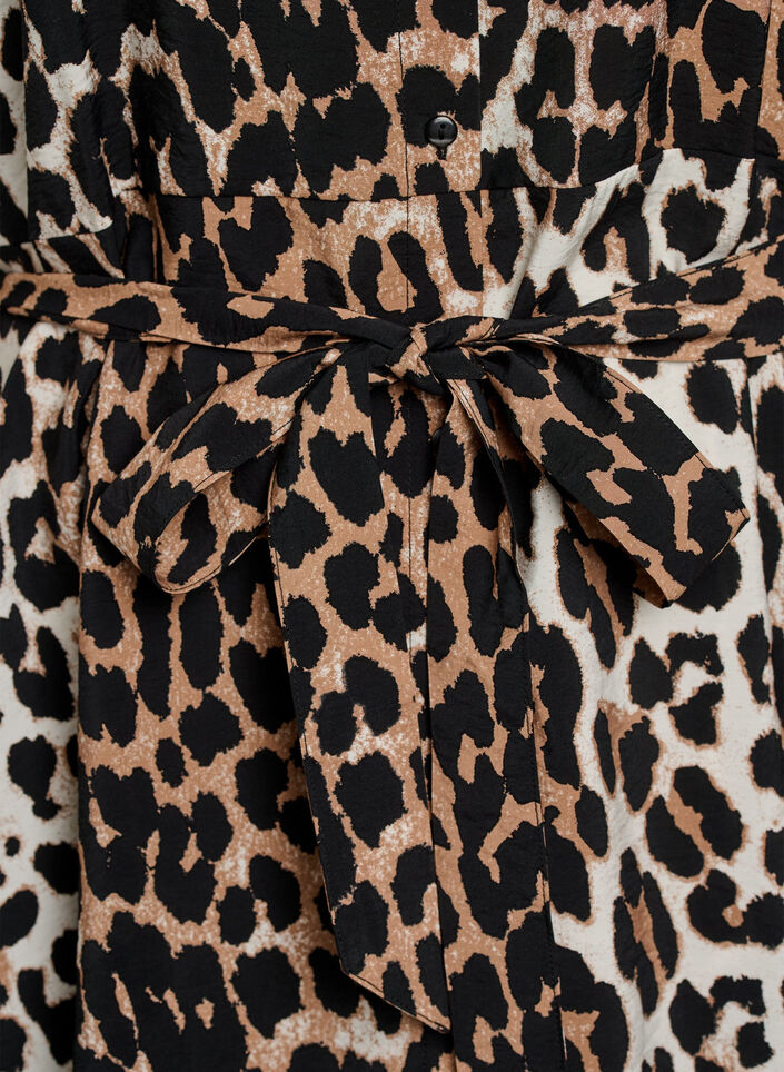 Patterned tunic with a tie-belt and 3/4 sleeves, Brown, Packshot image number 3