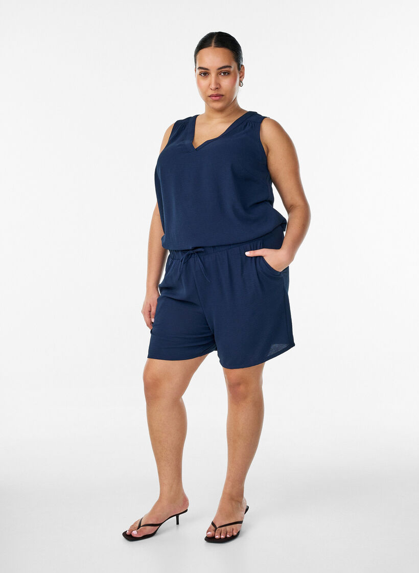 Shorts med lommer og elastisk linning, Bl&aring;, Model image number 1