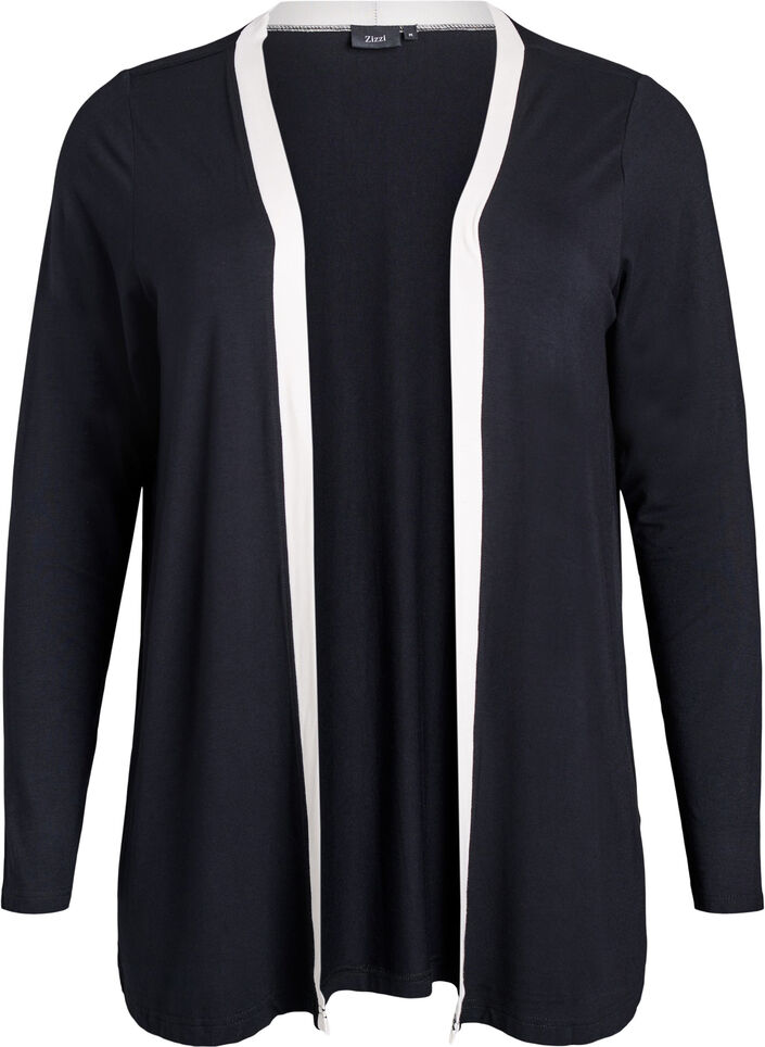 Kort kimono i viskose, Svart, Packshot image number 0