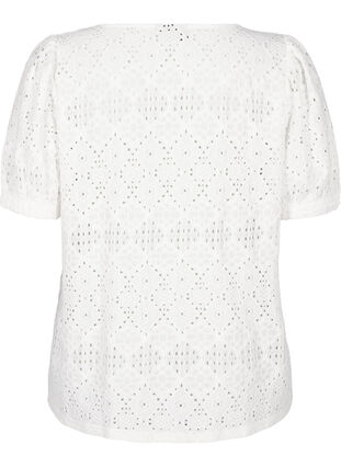 Zizzi Kortermet bluse med blondemønster, Bright White, Packshot image number 1