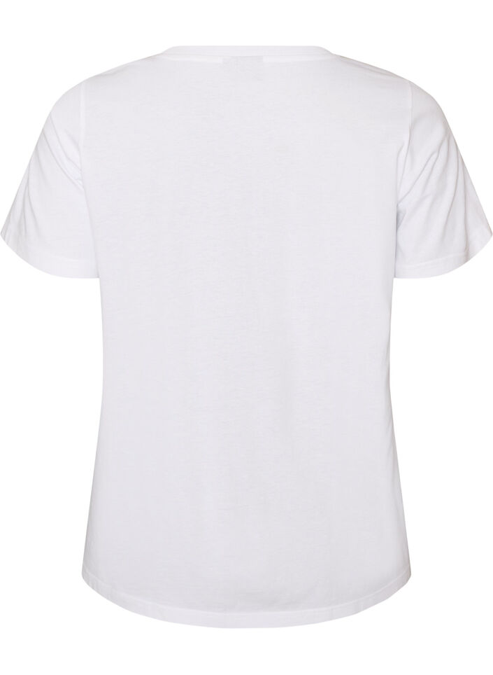 Bomulls T-skjorte med trykk, Hvit, Packshot image number 1