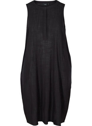 Ermeløs kjole i bomull, Black, Packshot image number 0