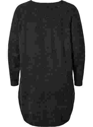 Melert strikkekjole med knapper, Dark Grey Melange, Packshot image number 1