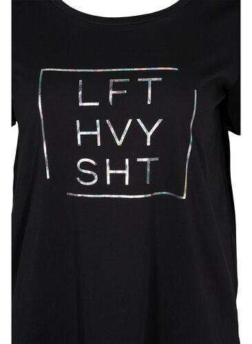 T-skjorte til trening med trykk, Black w. LFT, Packshot image number 2