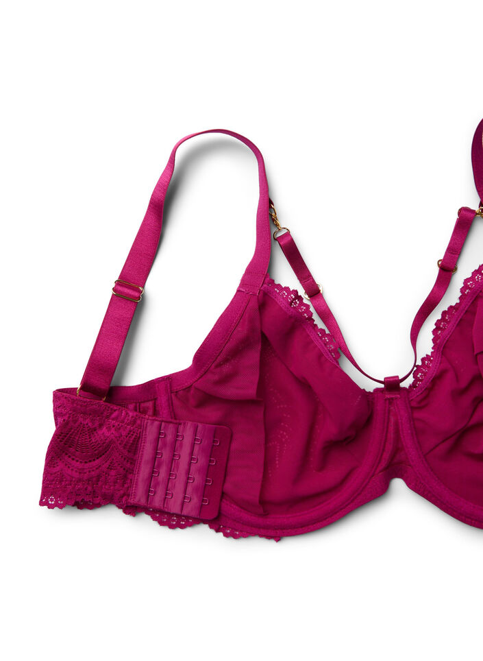Heldekkende BH med blonder og stringdetaljer, Boysenberry, Packshot