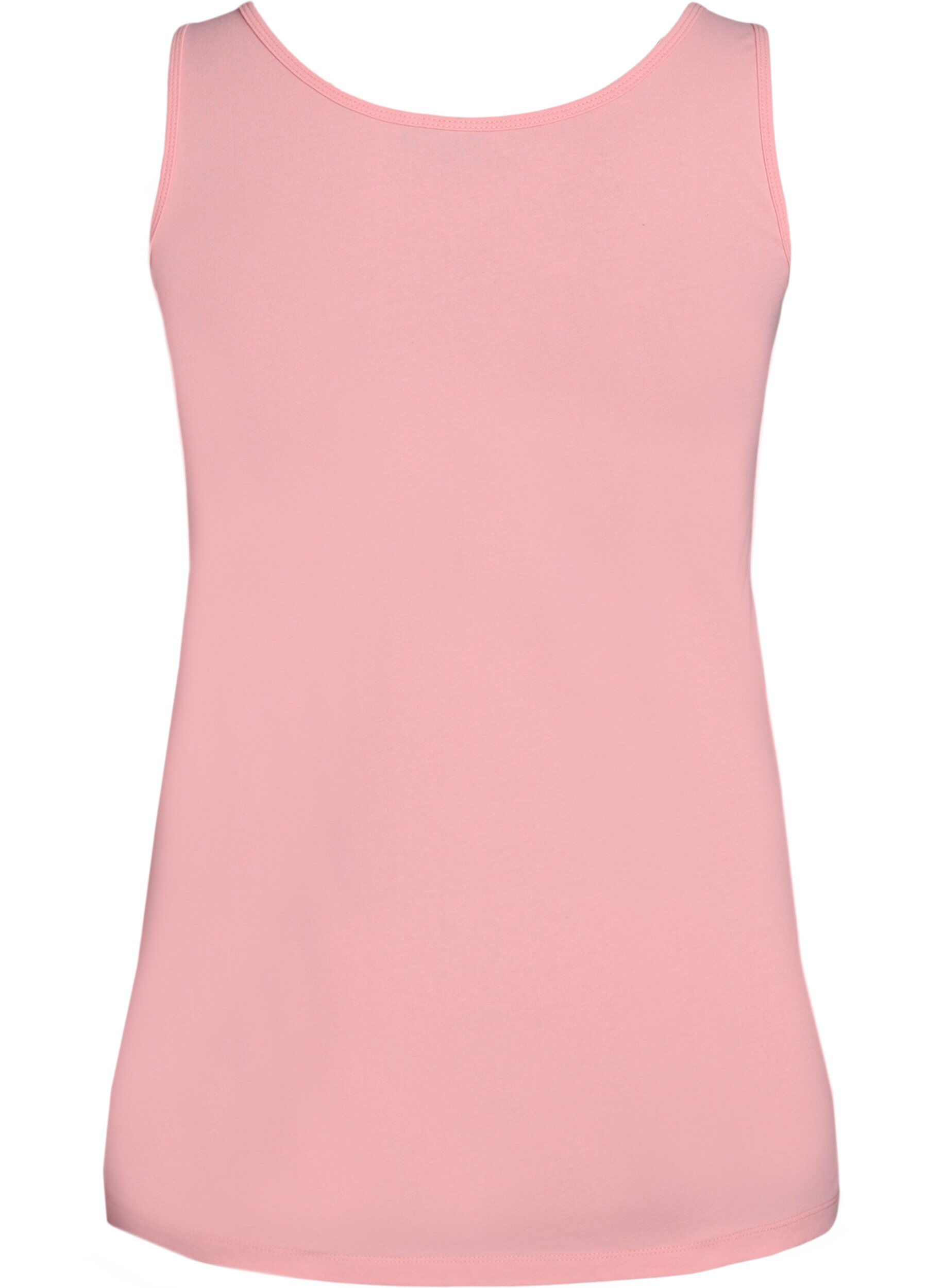ZizziEnsfarget basic topp i bomull, Rosa, Packshot image number 1