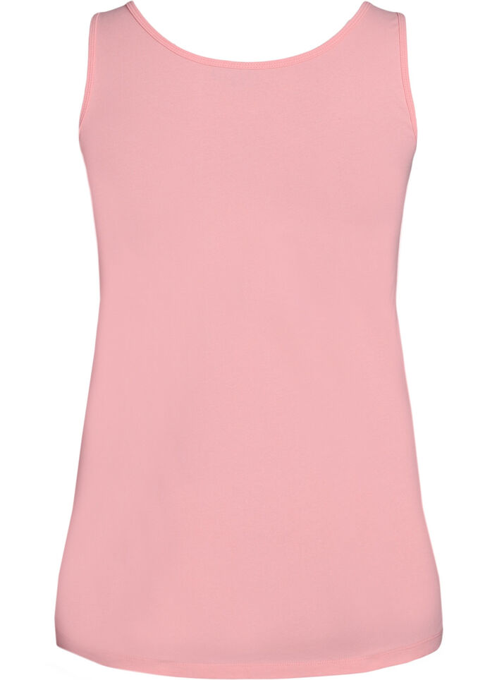 Ensfarget basic topp i bomull, Rosa, Packshot image number 1