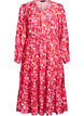 Midikjole med fargerikt bladtrykk, Rosa, Packshot image number 0