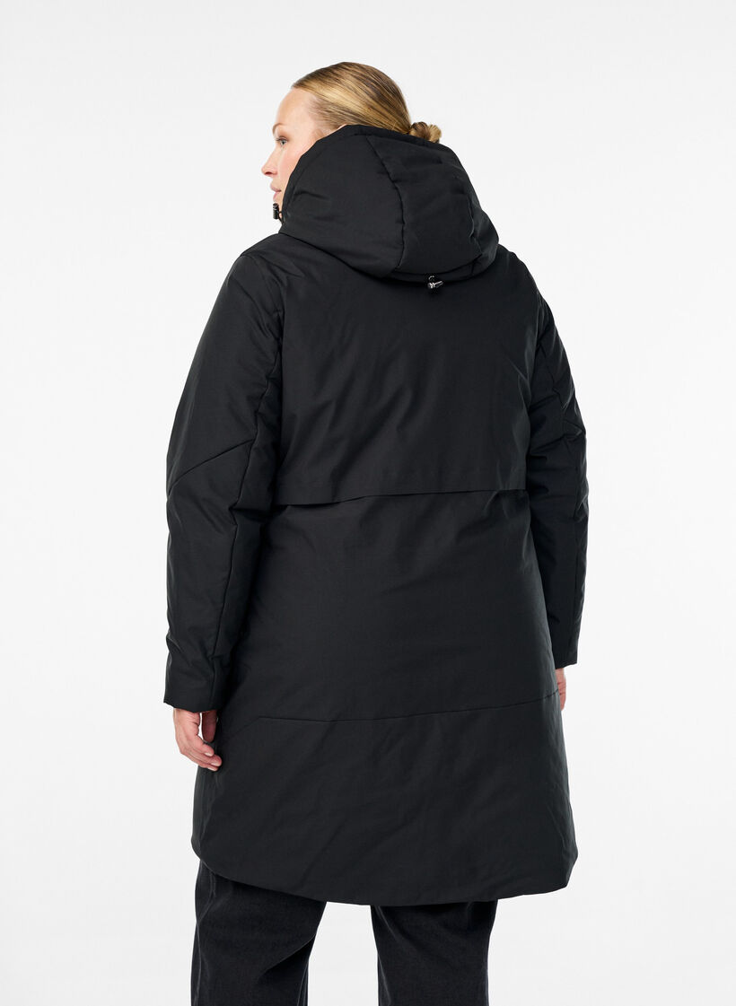 Vinterjakke med justerbar midje, Svart, Model image number 2