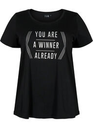 Trenings-t-skjorte med trykk, Black w. Winner