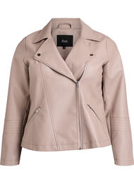Bikerjakke i imitert skinn, Beige