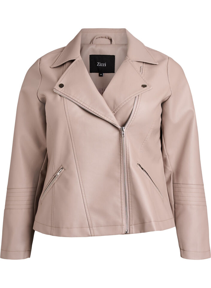 Bikerjakke i imitert skinn, Beige, Packshot image number 0