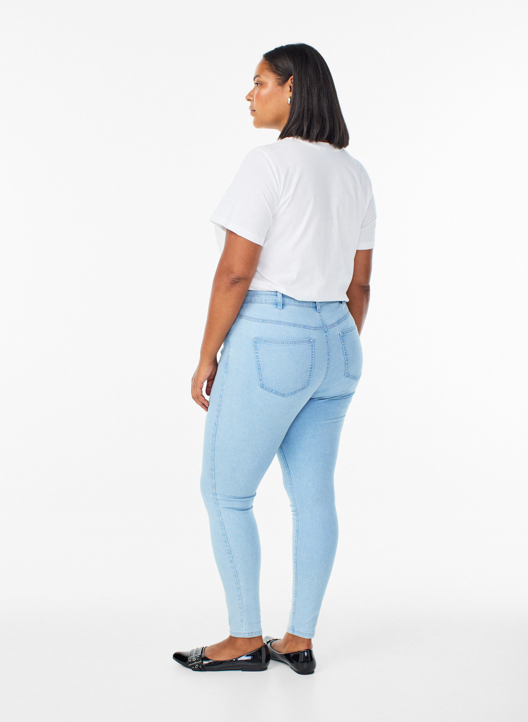 ZizziAmy super slim fit jeans med h&oslash;y midje, Bl&aring;, Model image number 1