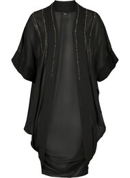 Kimono med 3/4-ermer og perler, Black