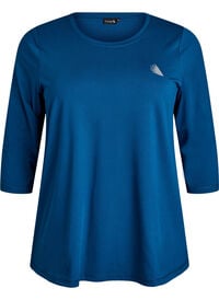 Treningsbluse med 3/4-ermer, Blå Treningsbluse med 3/4-ermer