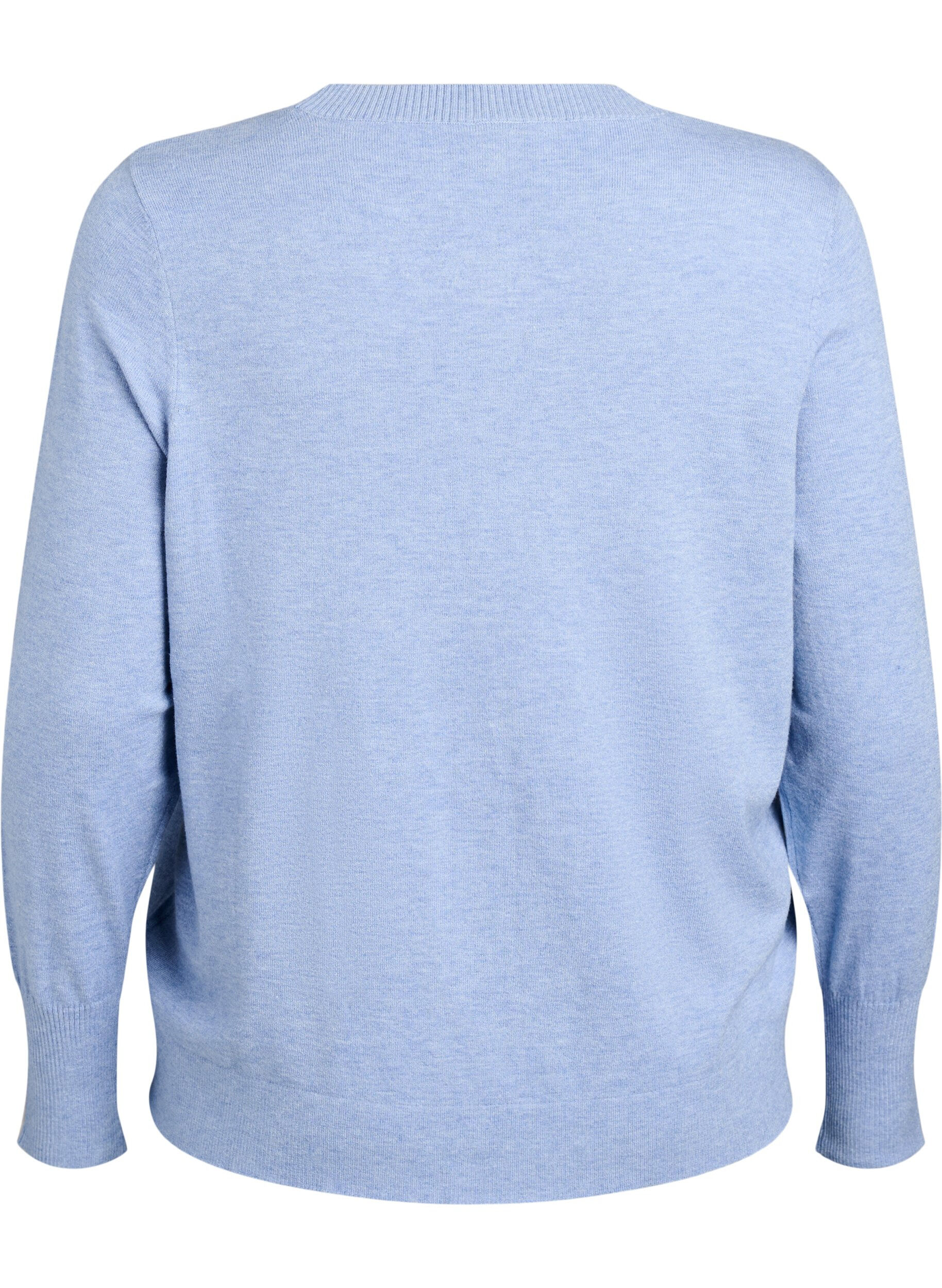 ZizziStrikket bluse med rund hals, Bl&aring;, Packshot image number 1