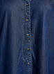 Kjole i denim-uttrykk med knappelukking og volangermer, Bl&aring;, Packshot image number 2