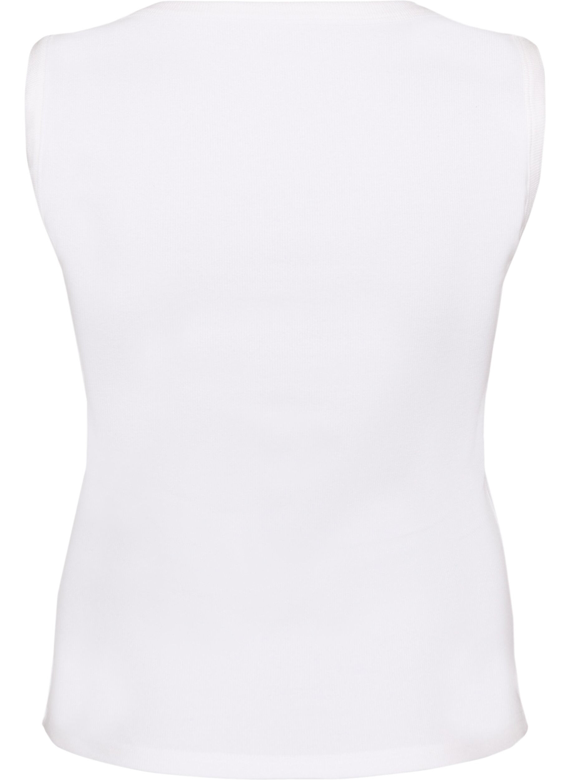ZizziRibbet topp med firkantet halslinje, Hvit, Packshot image number 1