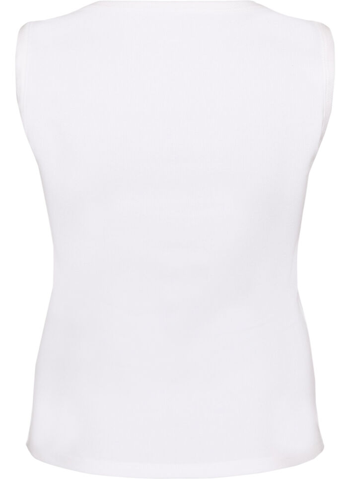 Ribbet topp med firkantet halslinje, Hvit, Packshot image number 1