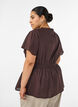 Bluse i bomull med knytesnor og elastisk midje, Brun, Model image number 2