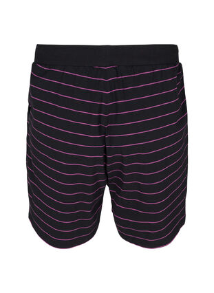 Løse bomullsshorts med striper, Black w. Purple, Packshot image number 1