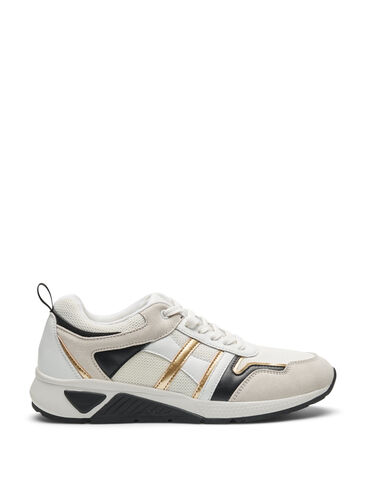 Sneakers med wide fit, White/Gold, Packshot image number 0