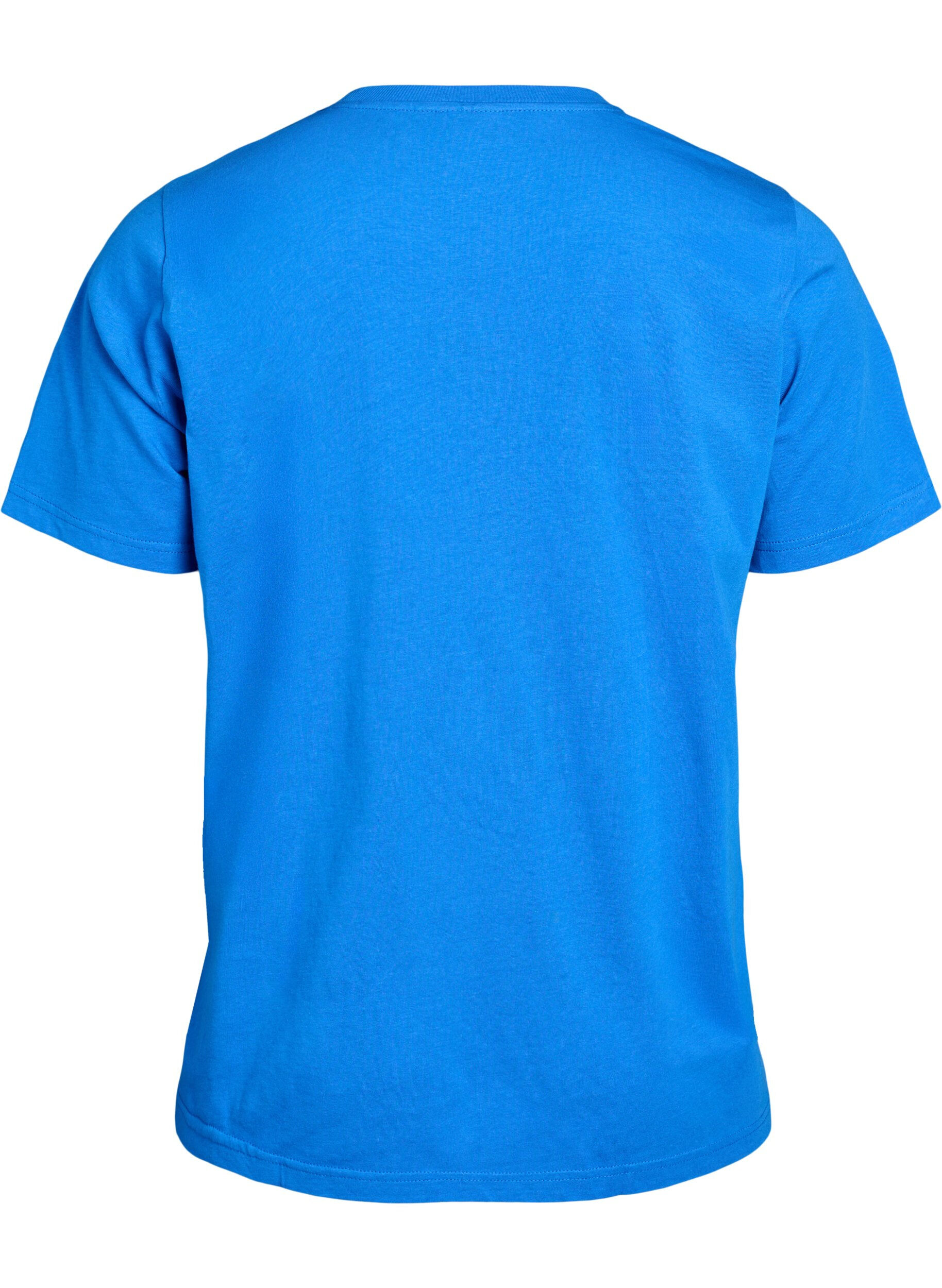 ZizziBasic T-skjorte i bomull med rund hals, Bl&aring;, Packshot image number 1