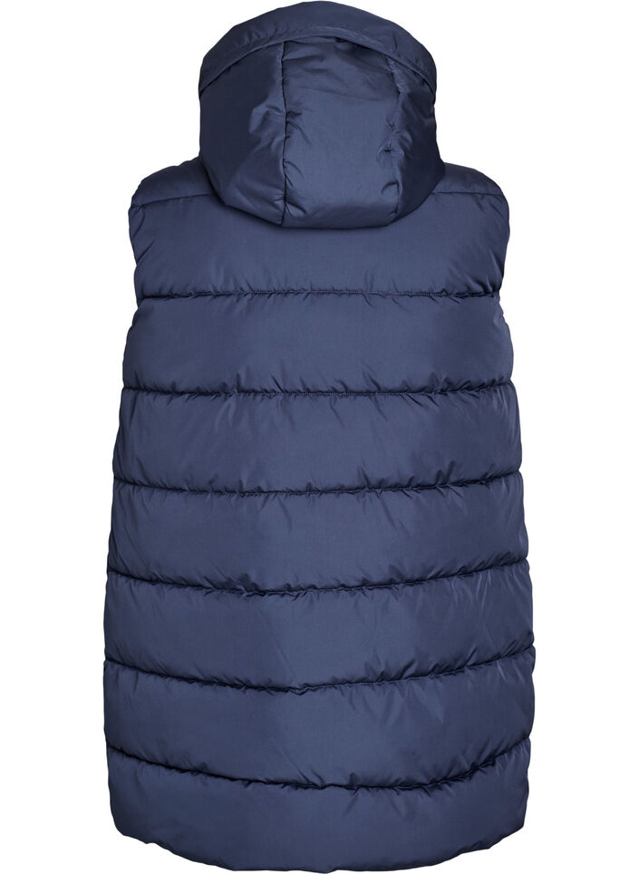 Lang vest med hette og lommer, Bl&aring;, Packshot image number 1