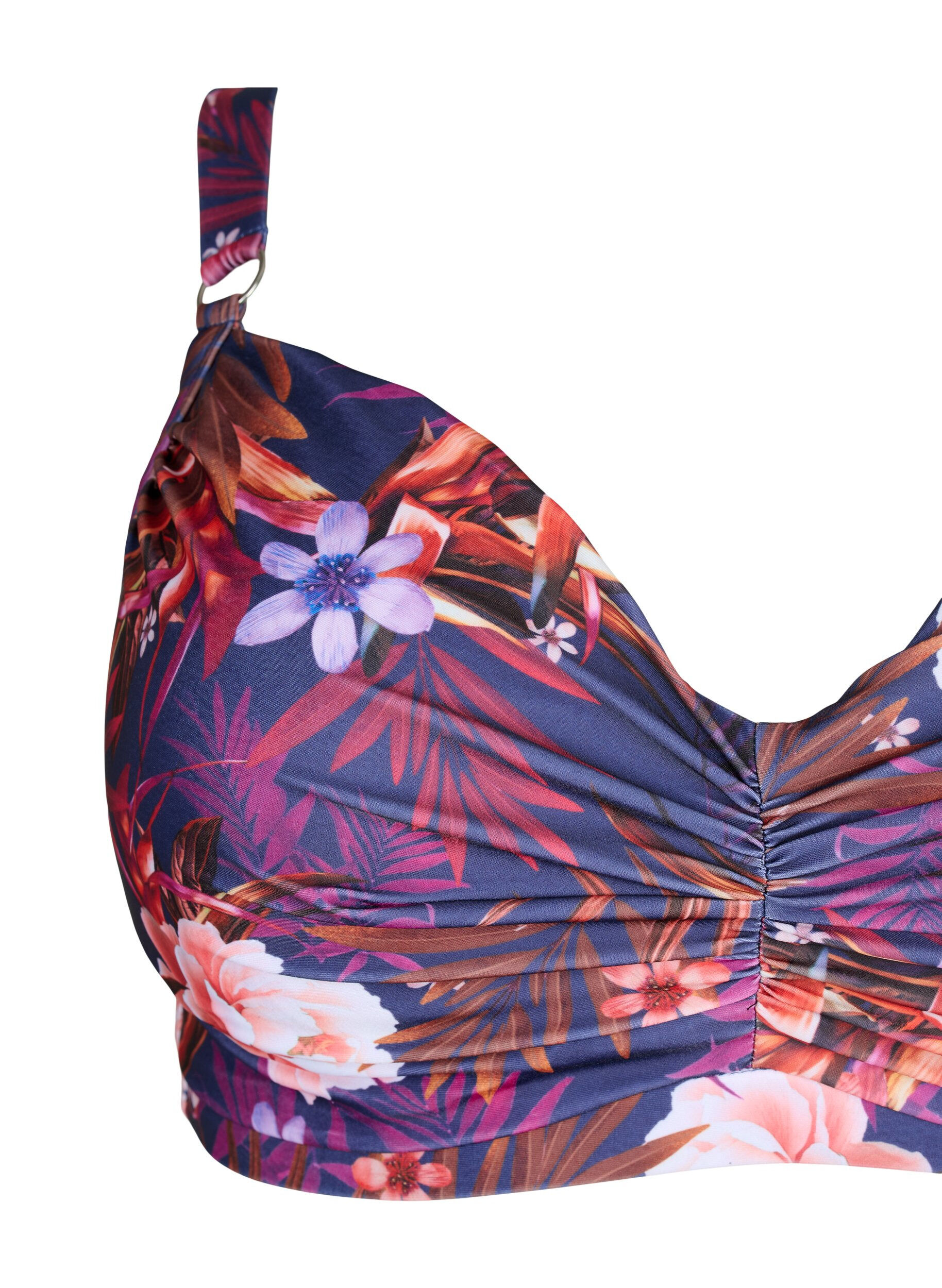 Zizzi Bikini-BH med trykk og b&oslash;yle, Purple Flower, Packshot image number 2