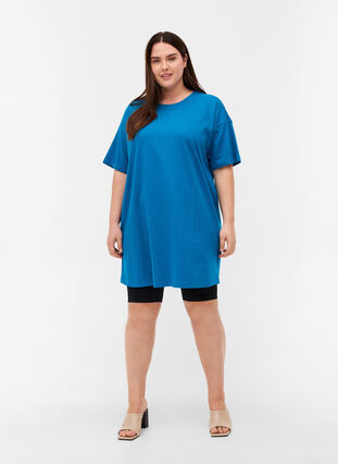 Lang kortermet T-skjorte i bomull, Fjord Blue, Model image number 2