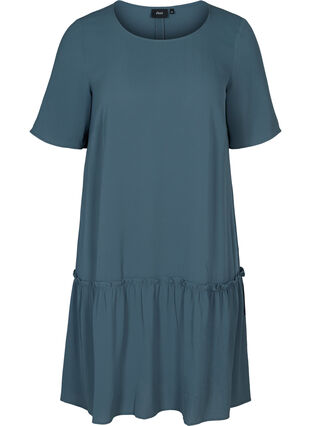 Kort kjole med volangkant, Dark Slate, Packshot image number 0